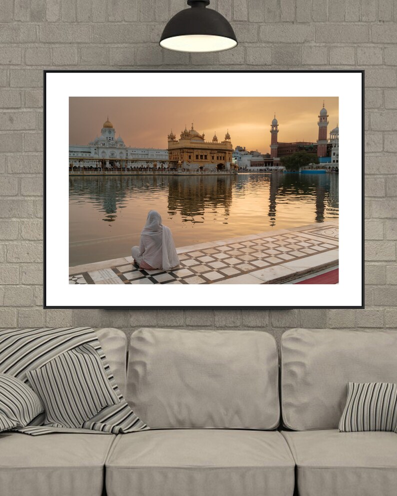 Sikh Woman Meditating, Golden Temple, Amritsar, Holy Lake, Sikh Photo, Sikhism, Yoga Wall Art, India Fine Art Print, India Photography image 6