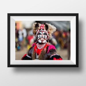 African Photography: Traditional Senegalese Dancer with Tribal Makeup and Blade in Mouth, African Face Painting, Fine Wall Art image 4