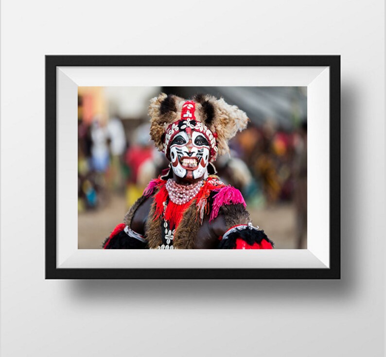 Senegalese Dancer with Blade in Mouth, African Face Painting, Senegal Tribal Makeup, African Traditional Dancer, Travel Photography, Africa image 4