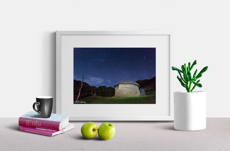 Lesotho Photography, Traditional African Hut, Lesotho Rondavel, Night Sky, South African Photography, Lesotho Prints, African Wall Art Print image 5