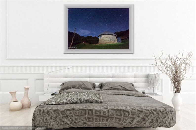 Lesotho Photography, Traditional African Hut, Lesotho Rondavel, Night Sky, South African Photography, Lesotho Prints, African Wall Art Print image 7