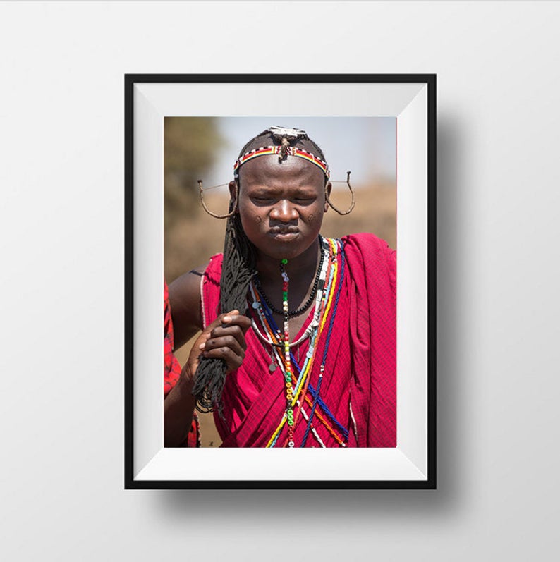 Masai Tribe Man Photo, Africa Photography, Masai Mara, Kenya, African Man, African Art, Fine Art Photography, Vertical Wall Art image 4