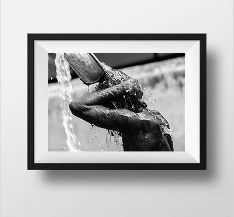 Morning Shower. Black and White Myanmar Photography Prints, Black and White Wall Art, Clear Water, Burma Fine Art Photography Print image 7