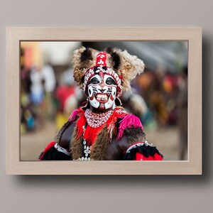 Senegalese Dancer with Blade in Mouth, African Face Painting, Senegal Tribal Makeup, African Traditional Dancer, Travel Photography, Africa image 6