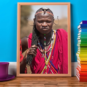 Masai Tribe Man Photo, Africa Photography, Masai Mara, Kenya, African Man, African Art, Fine Art Photography, Vertical Wall Art image 9