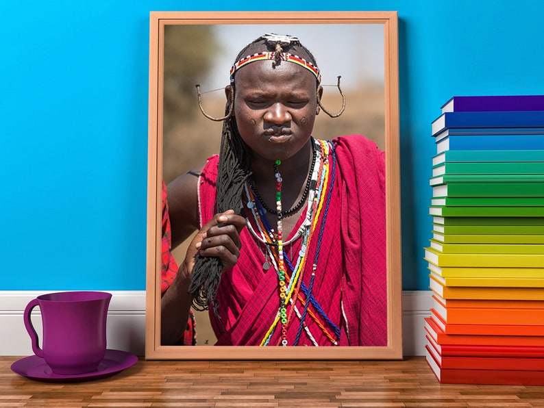 Masai Tribe Man Photo, Africa Photography, Masai Mara, Kenya, African Man, African Art, Fine Art Photography, Vertical Wall Art image 9