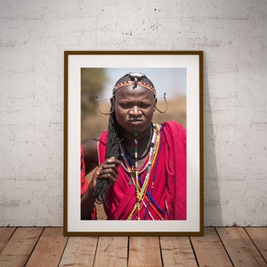 Masai Tribe Man Photo, Africa Photography, Masai Mara, Kenya, African Man, African Art, Fine Art Photography, Vertical Wall Art image 2