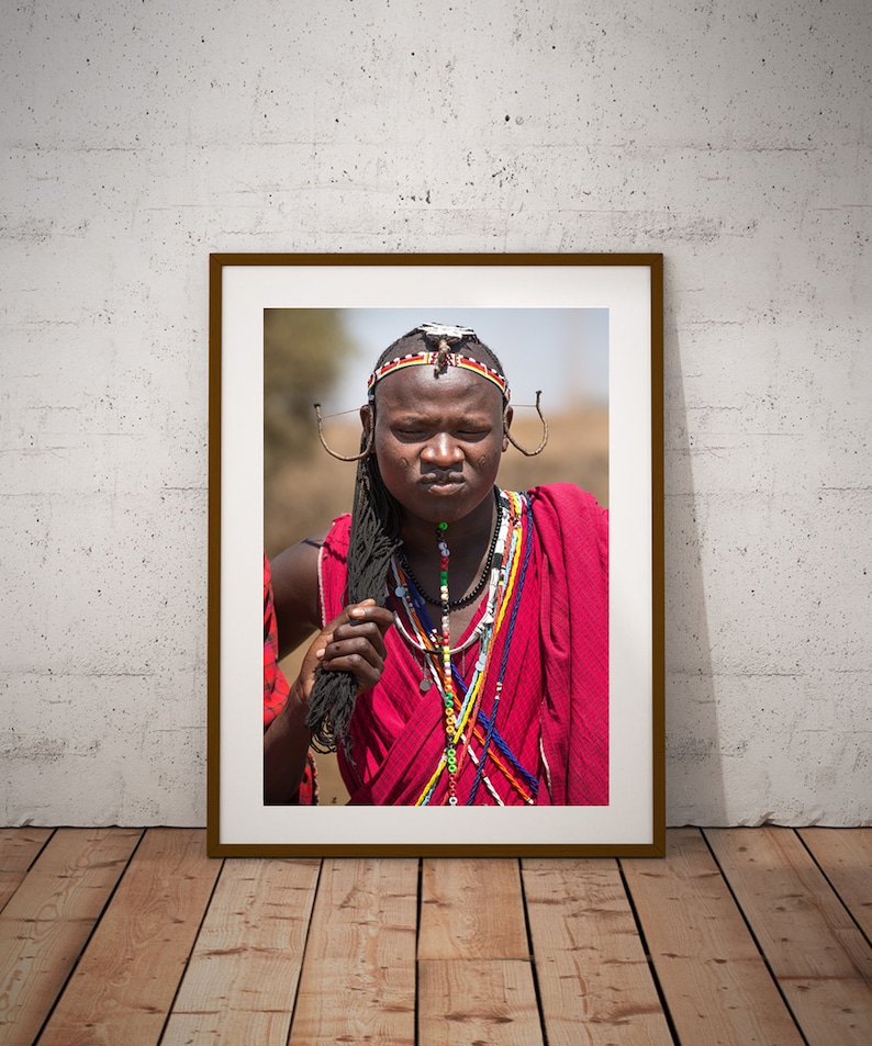 Masai Tribe Man Photo, Africa Photography, Masai Mara, Kenya, African Man, African Art, Fine Art Photography, Vertical Wall Art image 2