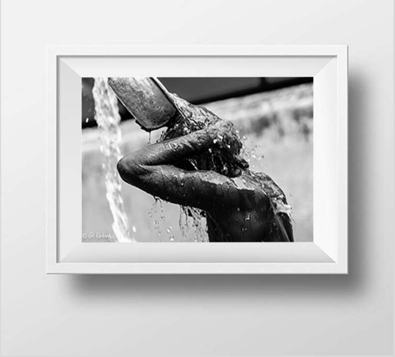 Morning Shower. Black and White Myanmar Photography Prints, Black and White Wall Art, Clear Water, Burma Fine Art Photography Print image 6