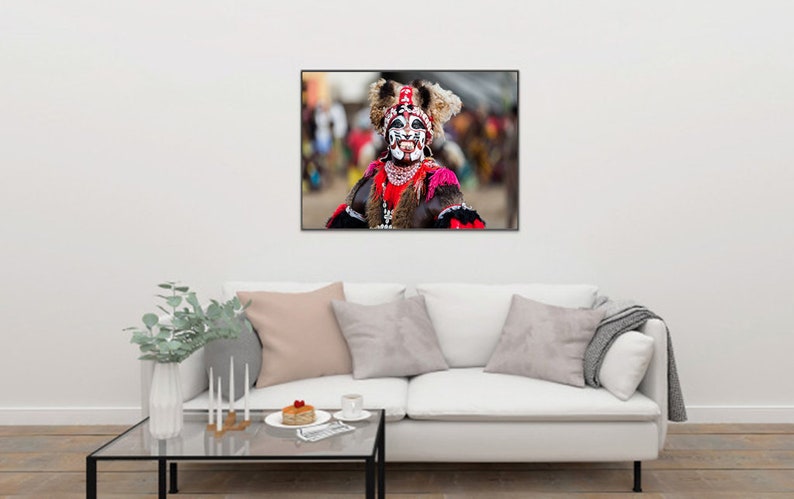 African Photography: Traditional Senegalese Dancer with Tribal Makeup and Blade in Mouth, African Face Painting, Fine Wall Art image 9