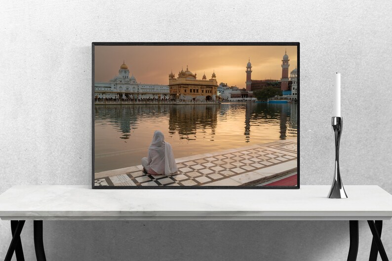 Sikh Woman Meditating, Golden Temple, Amritsar, Holy Lake, Sikh Photo, Sikhism, Yoga Wall Art, India Fine Art Print, India Photography image 9