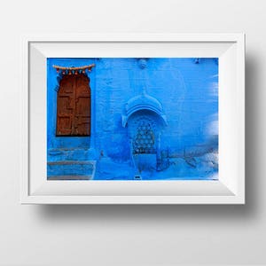 India Door Photography, Old Wood Door Blue City Jodhpur, Rajasthan, India Photography, Architecture, Fine Art Photography, India Print Art image 6