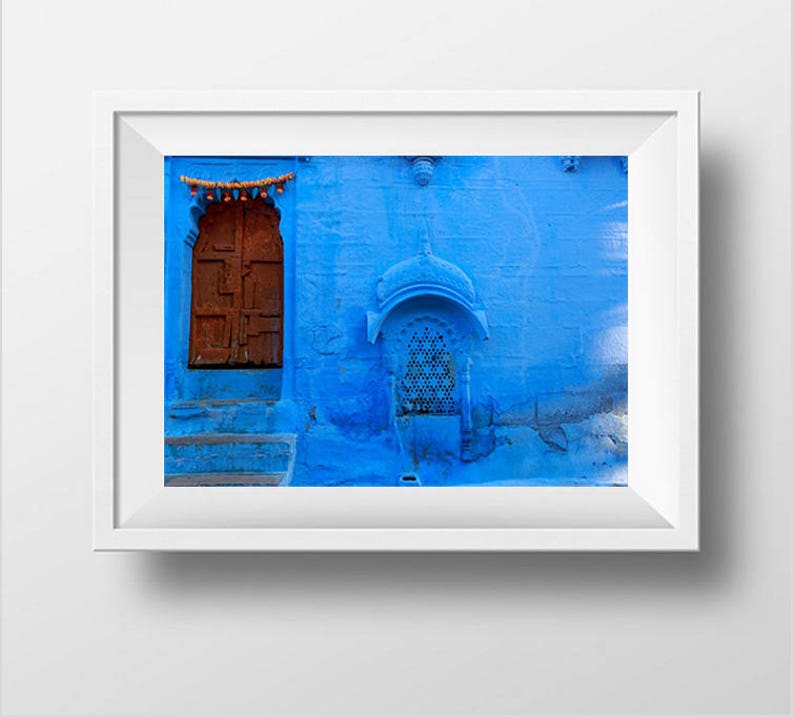 India Door Photography, Old Wood Door Blue City Jodhpur, Rajasthan, India Photography, Architecture, Fine Art Photography, India Print Art image 6