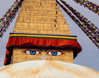 Nepal Photography, Buddha Stupa Boudhanath in Kathmandu, Nepal. Buddhist Temple, Nepal Pictures, Fine Art Photography, Buddha Stupa Poster.