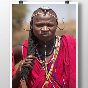 Masai Tribe Man Photo, Africa Photography, Masai Mara, Kenya, African Man, African Art, Fine Art Photography, Vertical Wall Art image 3