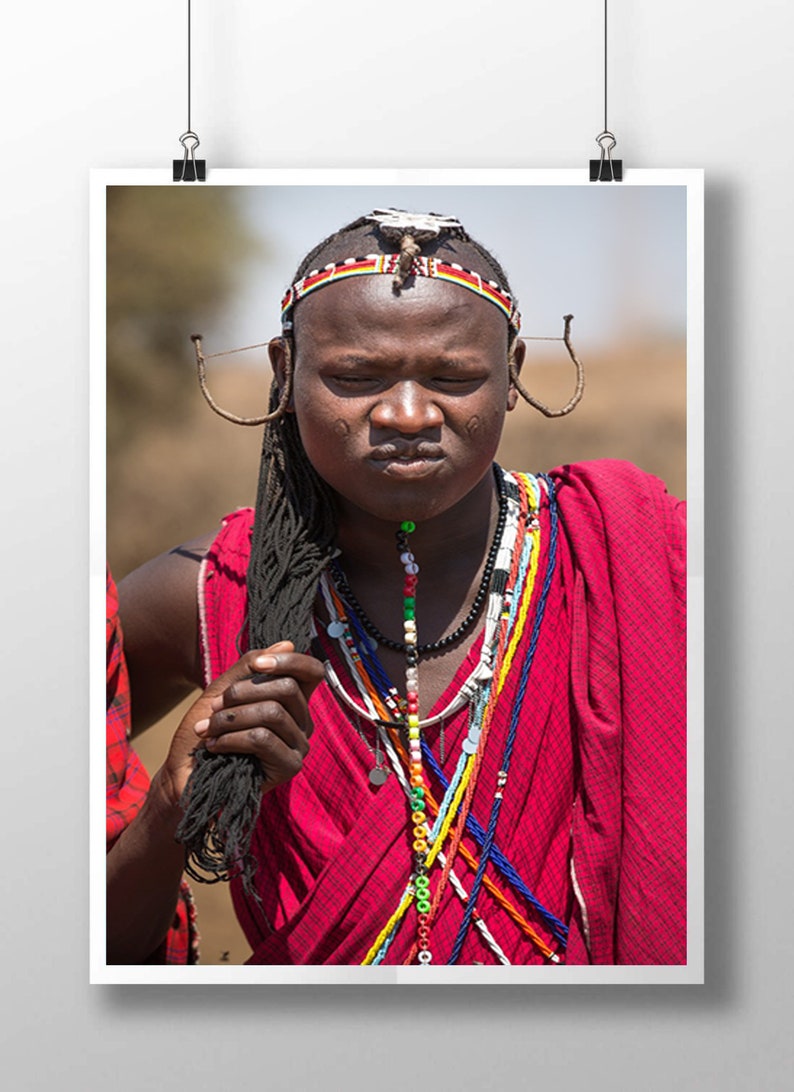 Masai Tribe Man Photo, Africa Photography, Masai Mara, Kenya, African Man, African Art, Fine Art Photography, Vertical Wall Art image 3