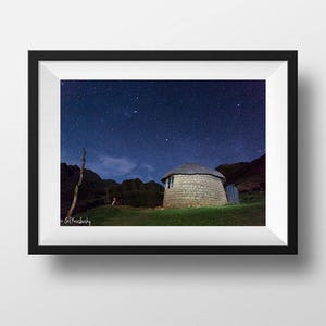 Lesotho Photography, Traditional African Hut, Lesotho Rondavel, Night Sky, South African Photography, Lesotho Prints, African Wall Art Print image 3