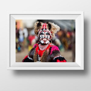 Senegalese Dancer with Blade in Mouth, African Face Painting, Senegal Tribal Makeup, African Traditional Dancer, Travel Photography, Africa image 3