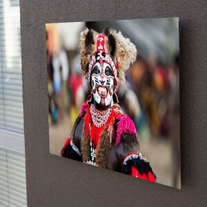 African Photography: Traditional Senegalese Dancer with Tribal Makeup and Blade in Mouth, African Face Painting, Fine Wall Art image 2