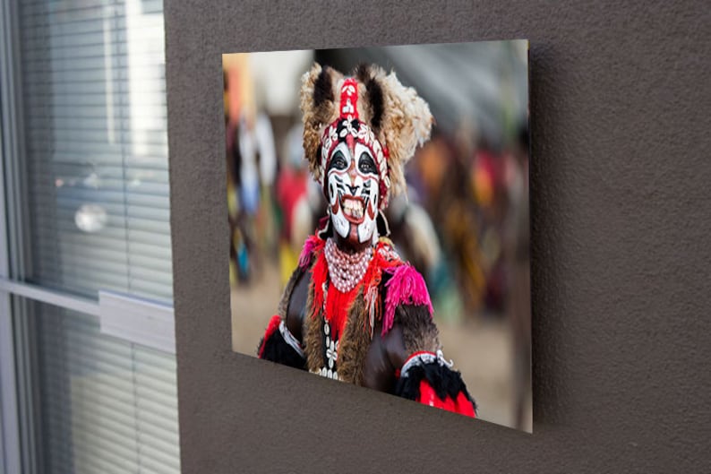 African Photography: Traditional Senegalese Dancer with Tribal Makeup and Blade in Mouth, African Face Painting, Fine Wall Art image 2