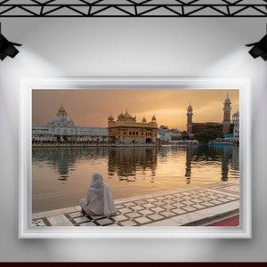 Sikh Woman Meditating, Golden Temple, Amritsar, Holy Lake, Sikh Photo, Sikhism, Yoga Wall Art, India Fine Art Print, India Photography image 4