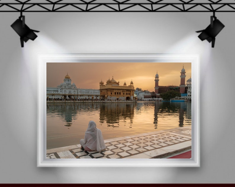 Sikh Woman Meditating, Golden Temple, Amritsar, Holy Lake, Sikh Photo, Sikhism, Yoga Wall Art, India Fine Art Print, India Photography image 4