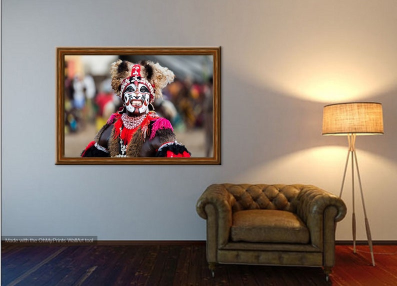 African Photography: Traditional Senegalese Dancer with Tribal Makeup and Blade in Mouth, African Face Painting, Fine Wall Art image 5