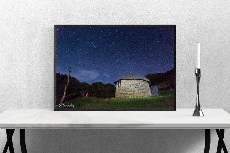 Lesotho Photography, Traditional African Hut, Lesotho Rondavel, Night Sky, South African Photography, Lesotho Prints, African Wall Art Print image 9