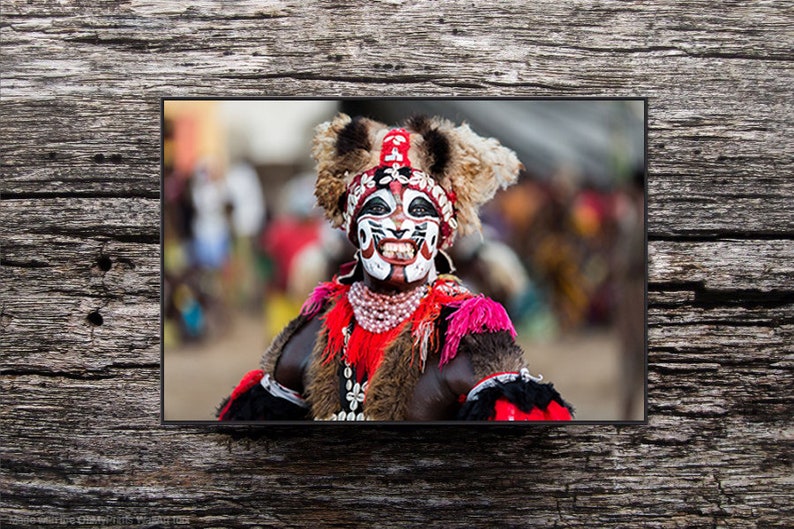 African Photography: Traditional Senegalese Dancer with Tribal Makeup and Blade in Mouth, African Face Painting, Fine Wall Art image 7