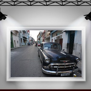 Cuba Photography, Old Black Vintage American Car Taxi, Car Photography, Vintage Car Poster, Cuba Print Art, Cuban Taxi Photo, Cuba Wall Art image 2