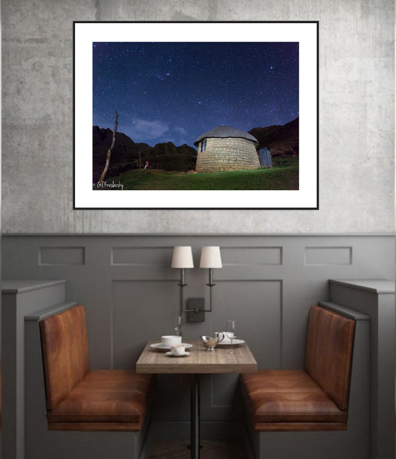 Lesotho Photography, Traditional African Hut, Lesotho Rondavel, Night Sky, South African Photography, Lesotho Prints, African Wall Art Print image 10