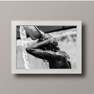 Morning Shower. Black and White Myanmar Photography Prints, Black and White Wall Art, Clear Water, Burma Fine Art Photography Print image 8