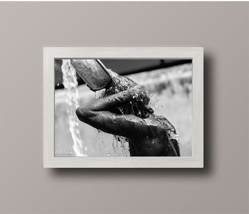 Morning Shower. Black and White Myanmar Photography Prints, Black and White Wall Art, Clear Water, Burma Fine Art Photography Print image 8