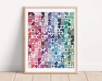 Getelde kruissteek retro regenboog