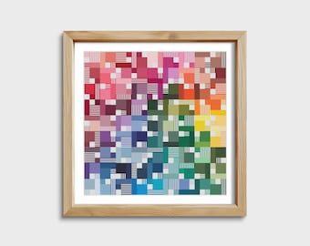 Sampler punto croce linee quadrate arcobaleno