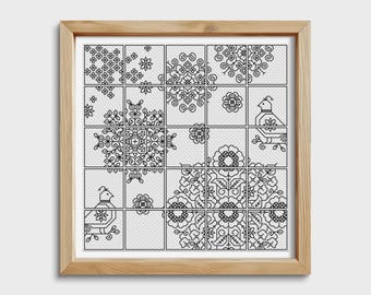 Blackwork-patroon patrijs (pdf-download)