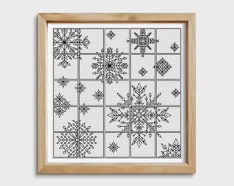 Blackwork-patroon sneeuwvlok (pdf-download)