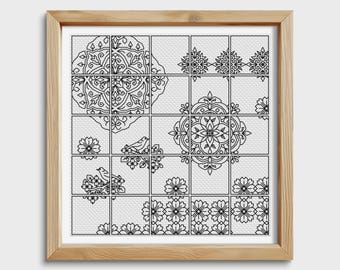 Blackwork-patroon vogels (pdf-download)