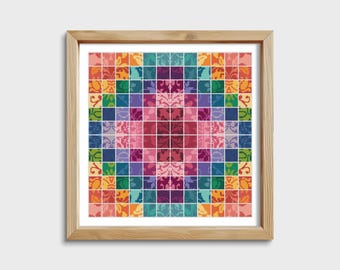 Sampler punto croce damascato arcobaleno