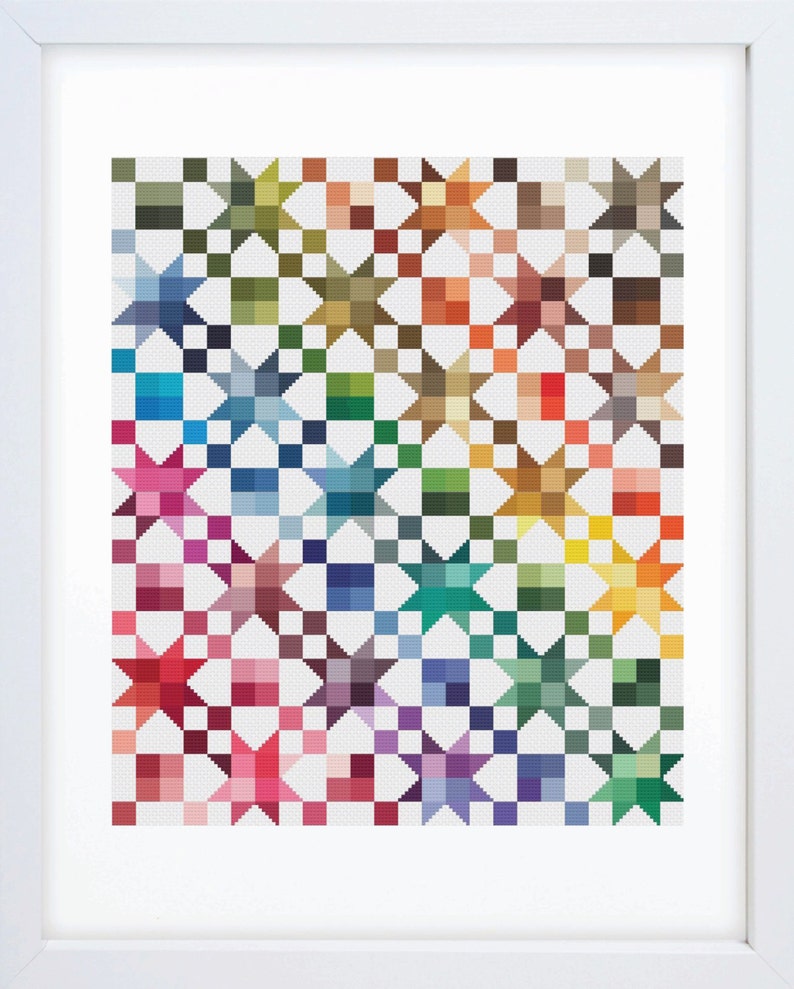 Rainbow Quilt Counted Cross Stitch Pattern Etsy Canada