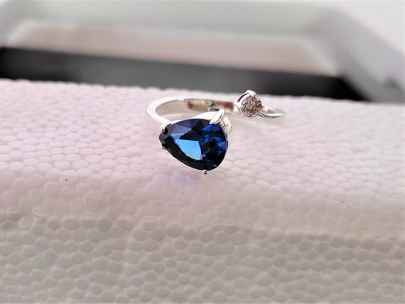 Buy 925 Sterling Silver Blue and White Zirconia Demand Ring