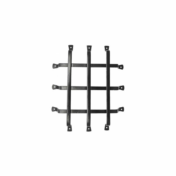 Portail en fer avec style Speakeasy, grille carrée pour plus de sécurité, fer forgé avec finition noire, charme rustique, motif géométrique