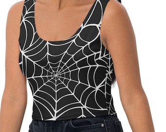 Spider Web Black Crop Top