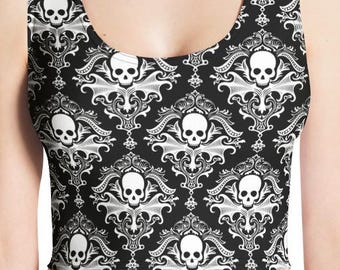 Damask Skull Crop Top
