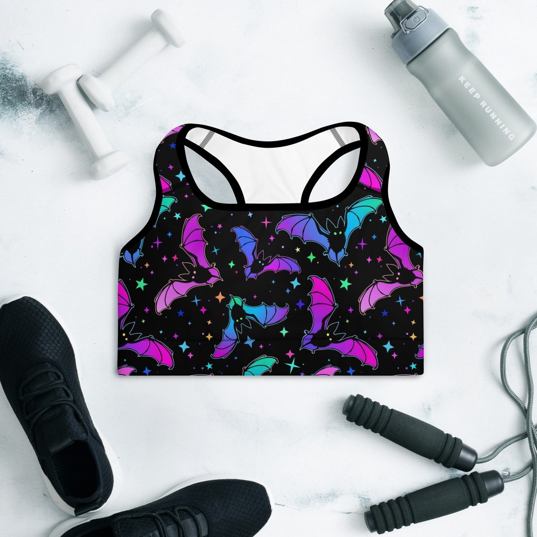 Rainbow Bat Padded Sports Bra - Etsy