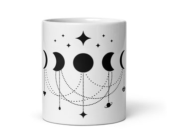 Moon Phase White Glossy Mug