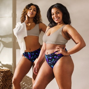 Cosmic Cat Recycled High-Waisted Bikini Bottom