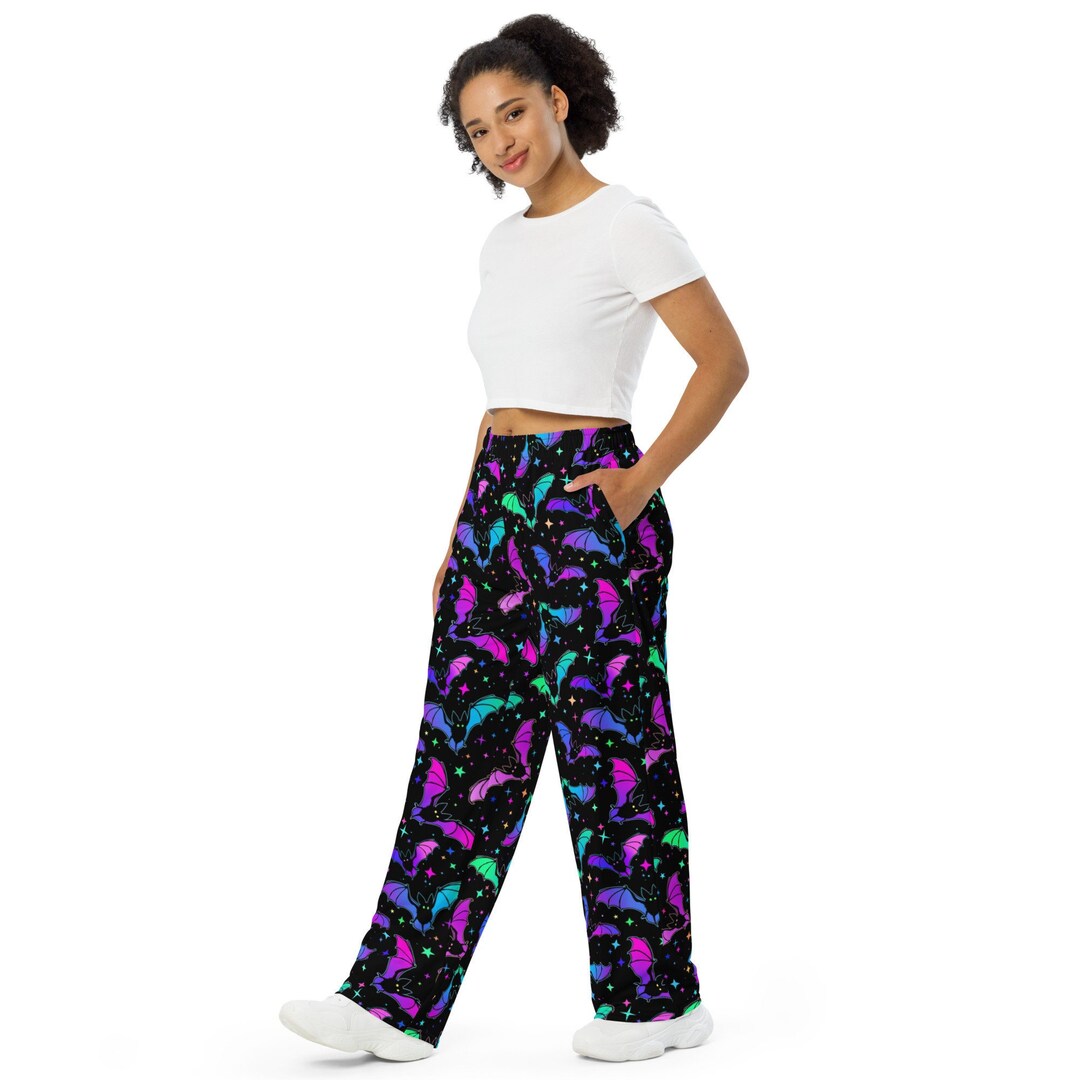 Rainbow Bat Unisex Wide-leg Pants - Etsy