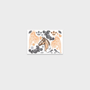 Gold Pegasus Temporary Tattoo Set: Waterproof Festival Body Art