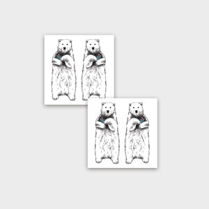 Temporary tattoos White BEAR | Waterproof fake party, festival, kids tattoo, Set of 2 pre-cut
